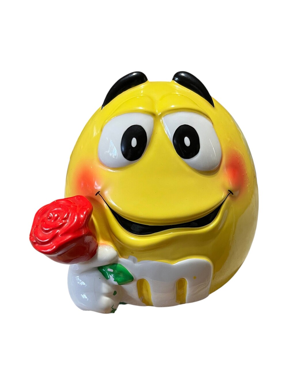 M&M's Yellow Blushing Rose Cookie Jar Ceramic